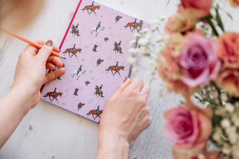Pink Dressage Horse Softcover Notebook