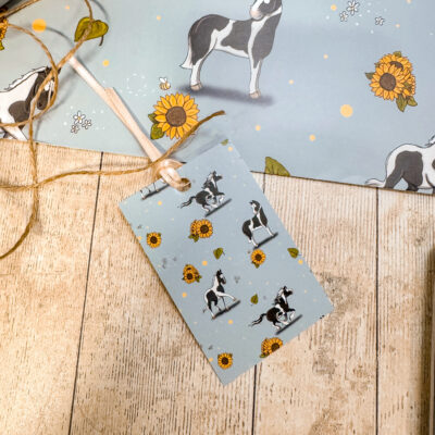 Piebald & Sunflowers Matching horse themed gift tag