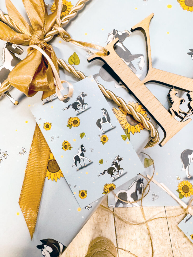 Piebald Horse & Sunflowers Wrapping Paper - Image 3