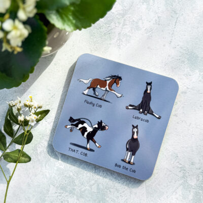 Bob the Cob & friends cob-pendium horse coaster by Emily Cole Illustrations