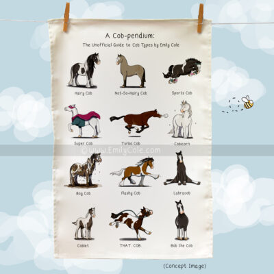 Cob-pendium half panama cotton Tea Towel by Emily Cole Illustrations - made in the UK