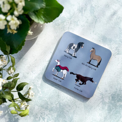 Hairy Cob & friend cob-pendium horse coaster by Emily Cole Illustrations