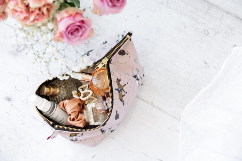 Pink Dressage Horse Wash Bag, Cosmetic Bag, Make-up Bag, Large Pencil Case