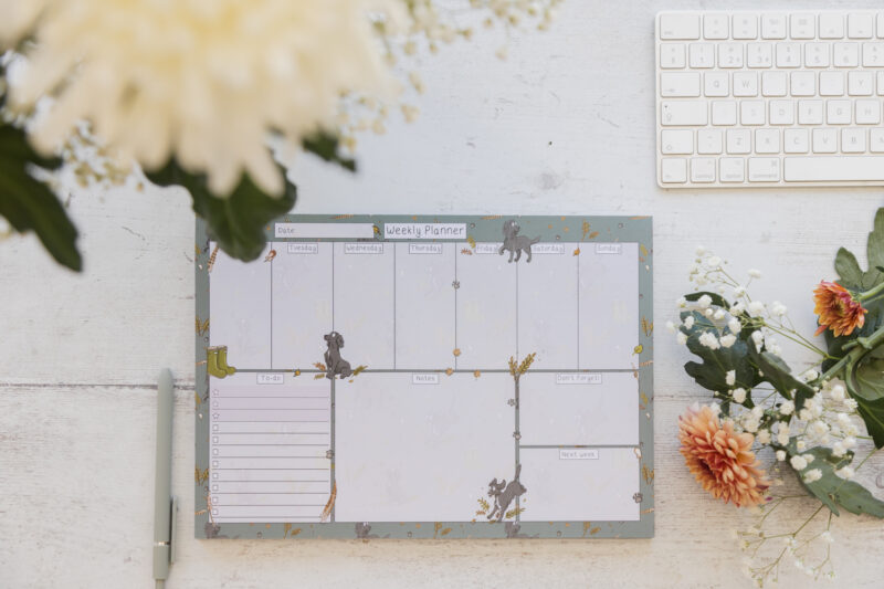 A4 Black Spaniel Desk Planner Pad - Spaniel Dog Stationery by Emily Cole Illustrations