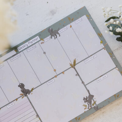 A4 Black Spaniel Desk Planner Pad - Spaniel Dog Stationery by Emily Cole Illustrations