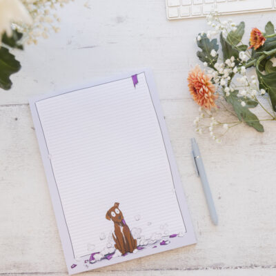 It exploded - Humorous Dog A4 Lined Notepad - Dog stationery by Emily Cole Illustrations