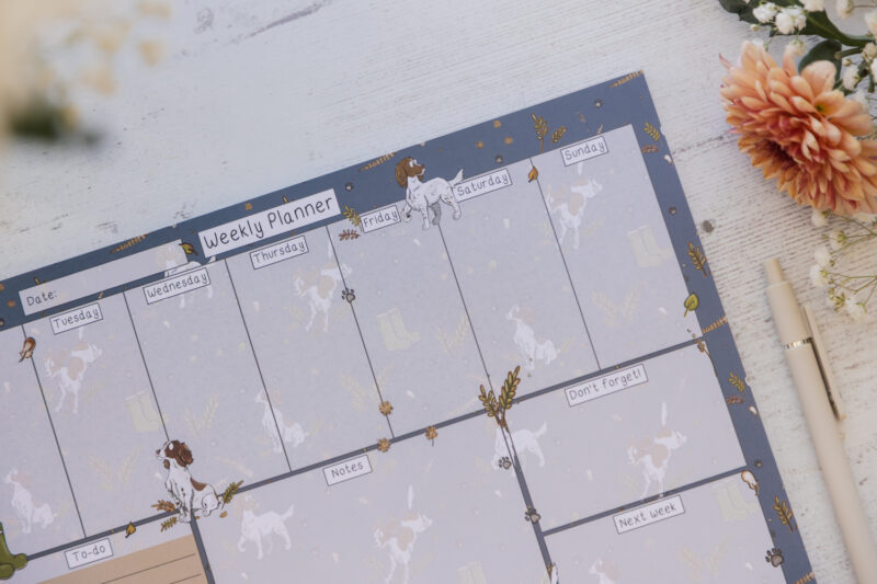 A4 Liver and White Spaniel Desk Planner Pad - Spaniel Dog Stationery by Emily Cole Illustrations