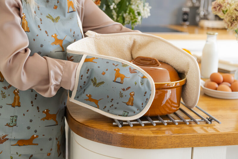 Fox Red Labrador Double Oven Gloves - Labrador Kitchenware by Emily Cole Illustrations