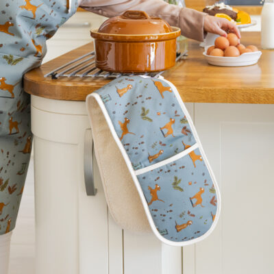Fox Red Labrador Double Oven Gloves - Labrador Kitchenware by Emily Cole Illustrations