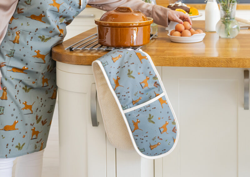 Fox Red Labrador Double Oven Gloves - Labrador Kitchenware by Emily Cole Illustrations