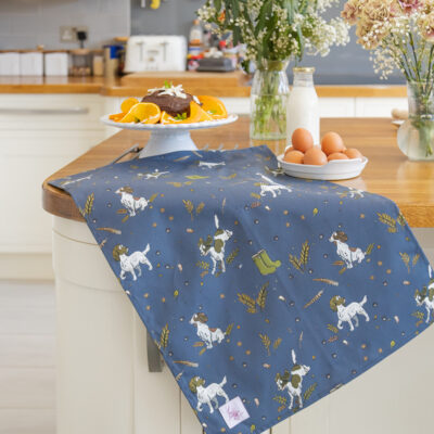 Liver & White Spaniel Cotton Tea Towel - Spaniel dog Kitchenware by Emily Cole Illustrations