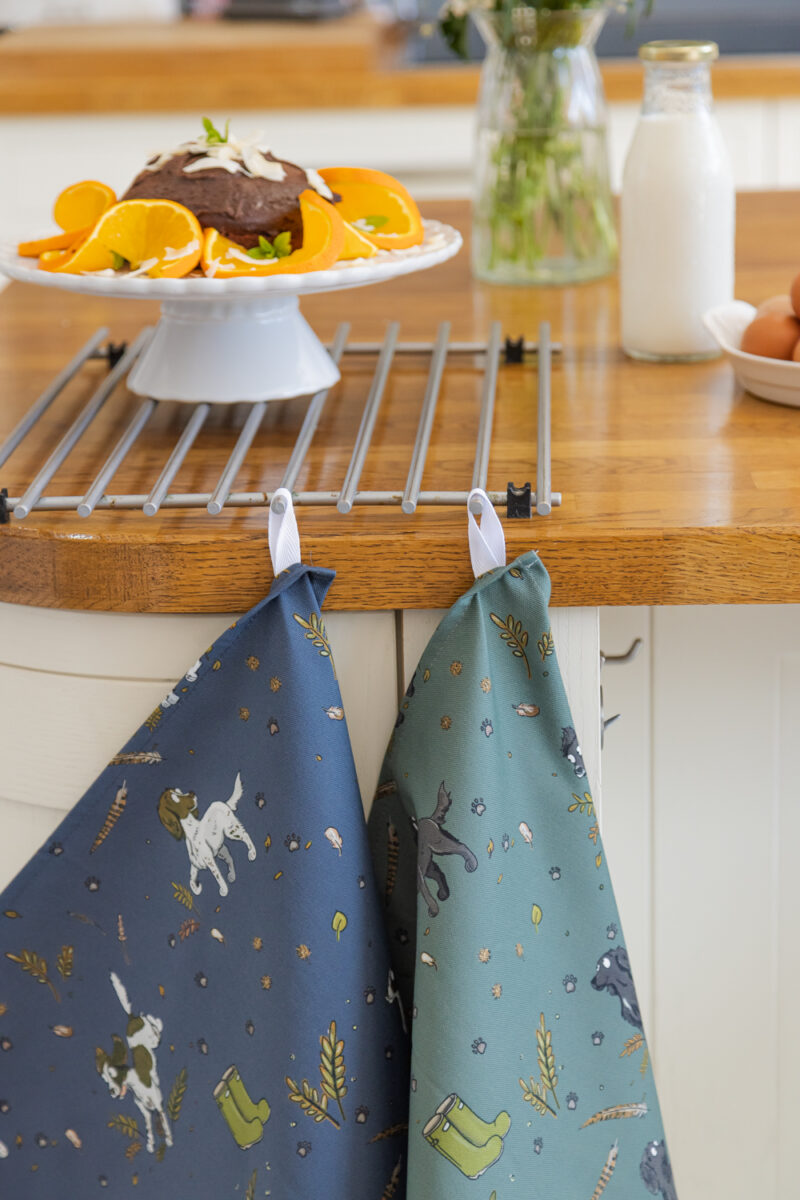 Spaniel Cotton Tea Towel - Spaniel dog Kitchenware by Emily Cole Illustrations