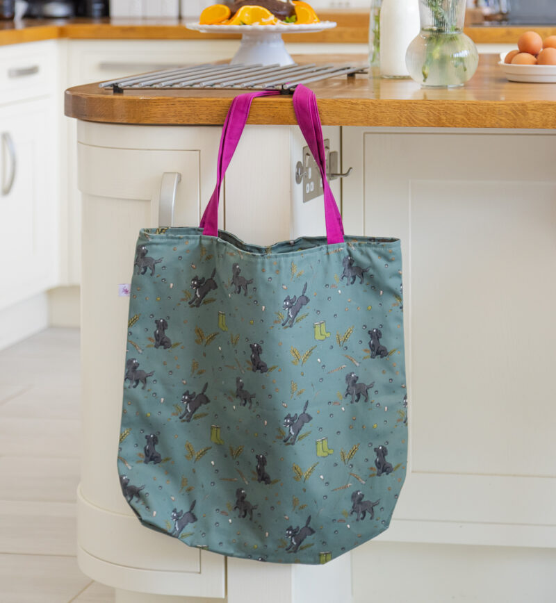Black Spaniel oversized tote bag with zip by Emily Cole Illustrations