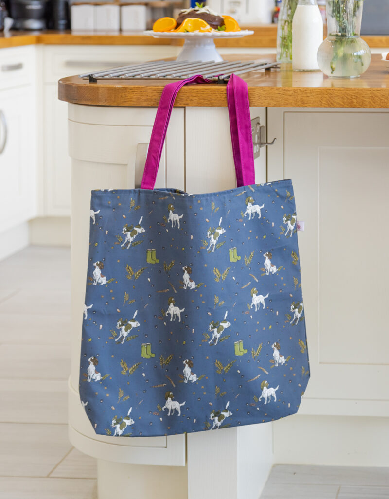 Liver & White Spaniel oversized tote bag with zip by Emily Cole Illustrations