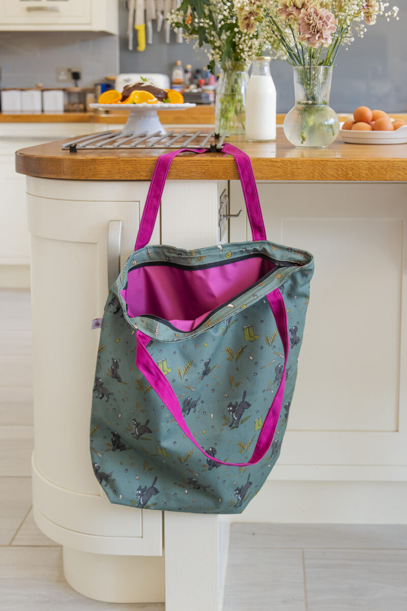 Black Spaniel oversized tote bag with zip by Emily Cole Illustrations