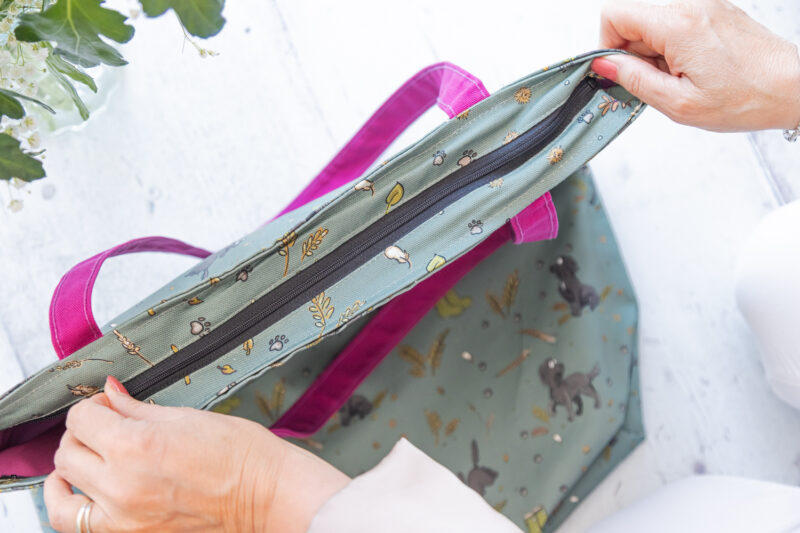 Black Spaniel oversized tote bag with zip by Emily Cole Illustrations