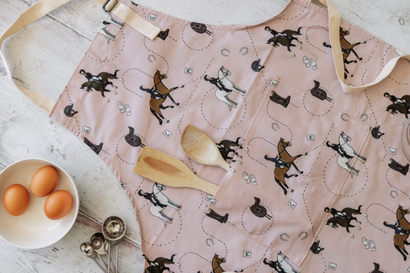 Pink Dressage Horse Kitchenware - Adjustable Cotton Apron with Front Pocket