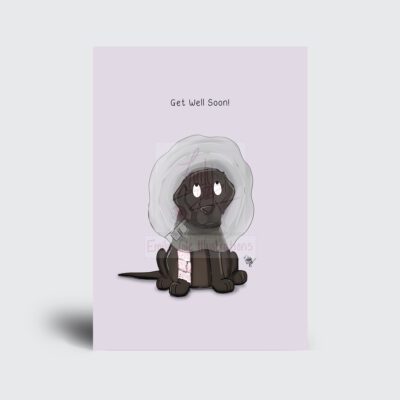 get well soon black labrador dog puppy Greeting Card by Emily Cole Illustrations