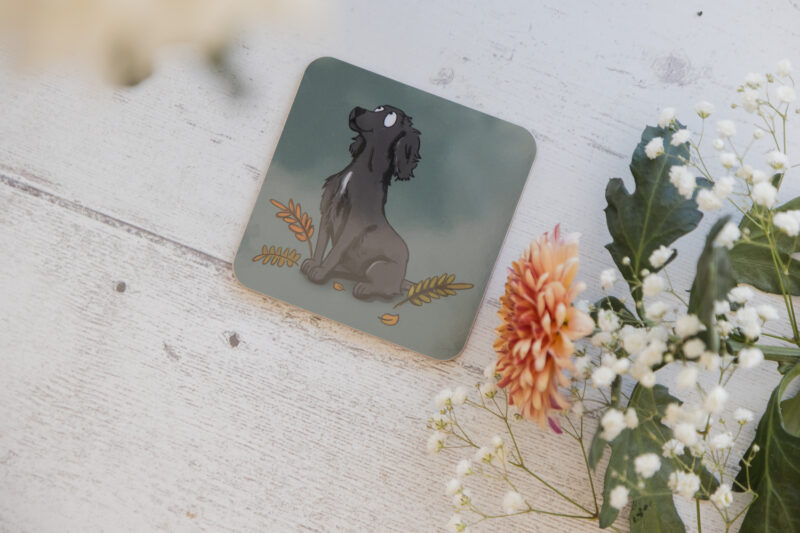 Black Spaniel melamine coaster - Spaniel homeware - Emily Cole Illustrations