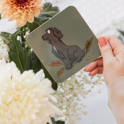 Black Spaniel melamine coaster - Spaniel homeware - Emily Cole Illustrations