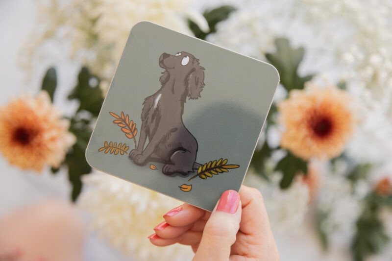 Black Spaniel melamine coaster - Spaniel homeware - Emily Cole Illustrations