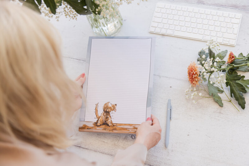 Muddy Dog Golden Retriever A4 Lined Notepad - Cute dog stationery - Emily Cole Illustrations