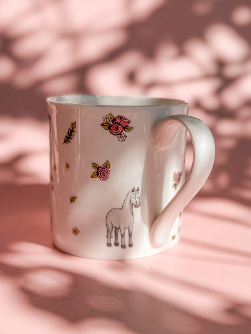 'Grey Horse & Roses' Fine Bone China Mug - Image 5