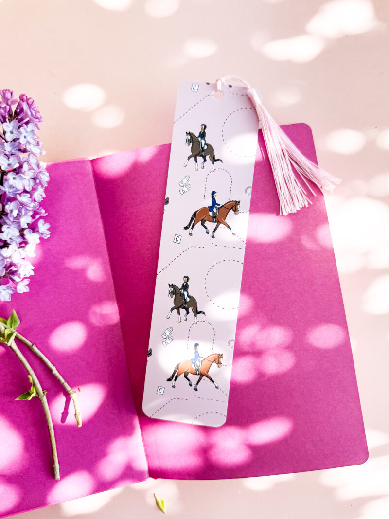 Dressage horse and rider bookmark by Emily Cole Illustrations