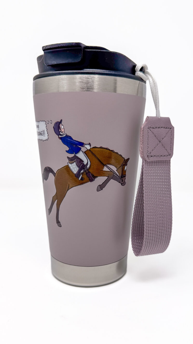 Think Dressage Pink Bay horse Travel Mug by Emily Cole Illustrations
