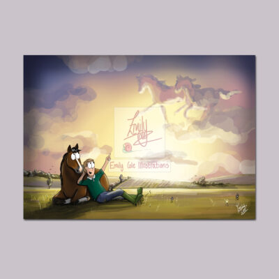 Cloud Watching. Beautiful Horse Unmounted A3 Giclee Art Print by Emily Cole Illustrations