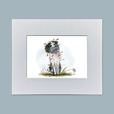 Got it! Black & White Spaniel Mounted Mini Print by Emily Cole Illustrations