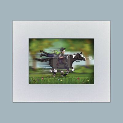 Hang Tight. Horse Mounted Mini Print by Emily Cole Illustrations