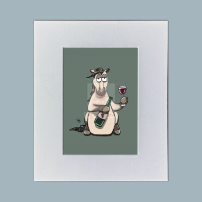 Pass the Wine. Horse Mounted Mini Print by Emily Cole Illustrations
