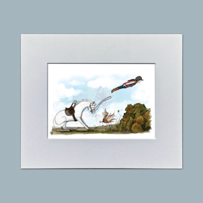 Pheasant space programme. Horse Mounted Mini Print by Emily Cole Illustrations