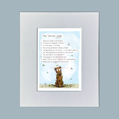 The Original Terrier Code Mounted Mini Print. Designed & Written by Emily Cole Illustrations