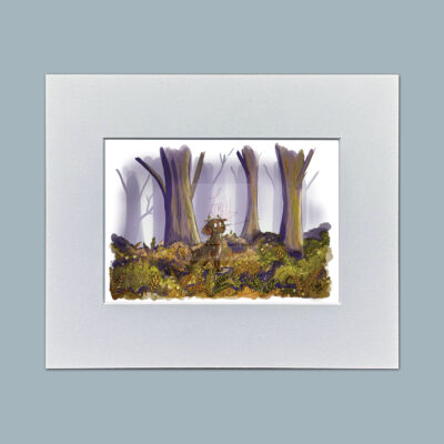 You Whistled. Brown Spaniel Dog Mounted Mini Print by Emily Cole Illustrations