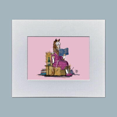 The OAP. Humorous Horse Mounted Mini Print by Emily Cole Illustrations