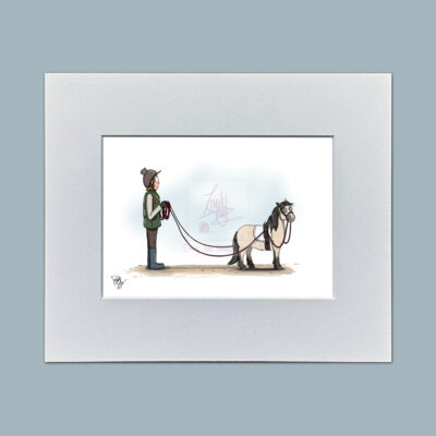 Think Again. Humorous Horse Mounted Mini Print by Emily Cole Illustrations