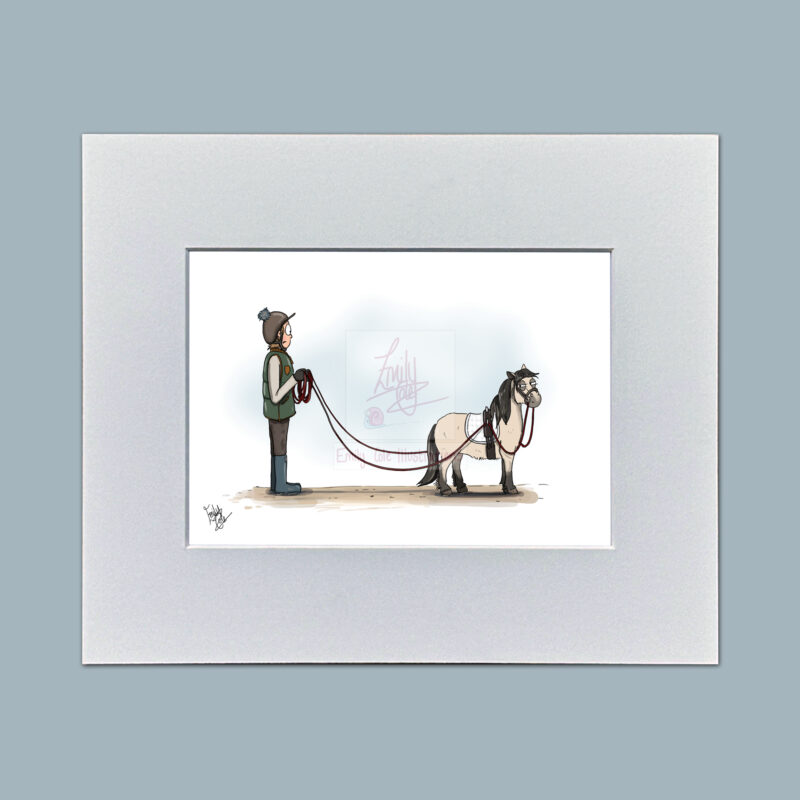 Think Again. Humorous Horse Mounted Mini Print by Emily Cole Illustrations