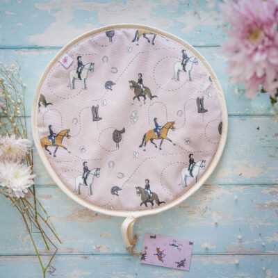 pink dressage horse pattern hob cover for aga top by Emily cole Illustrations