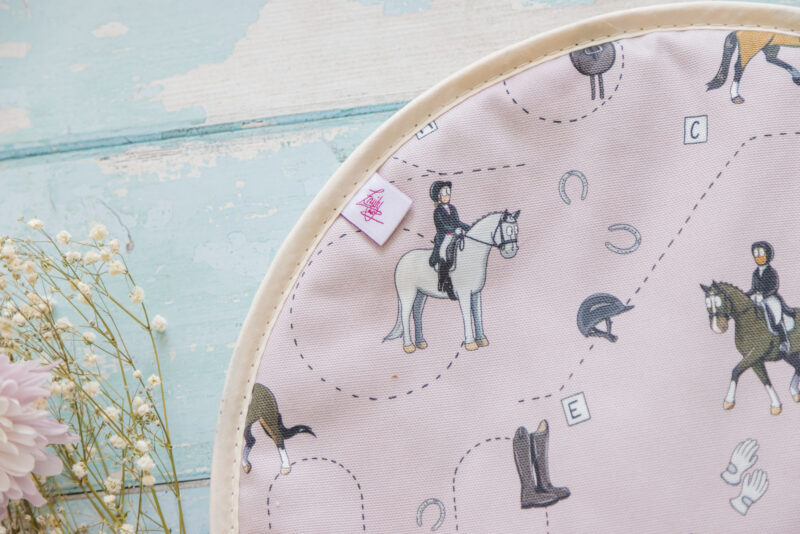 pink dressage horse pattern hob cover for aga top by Emily cole Illustrations