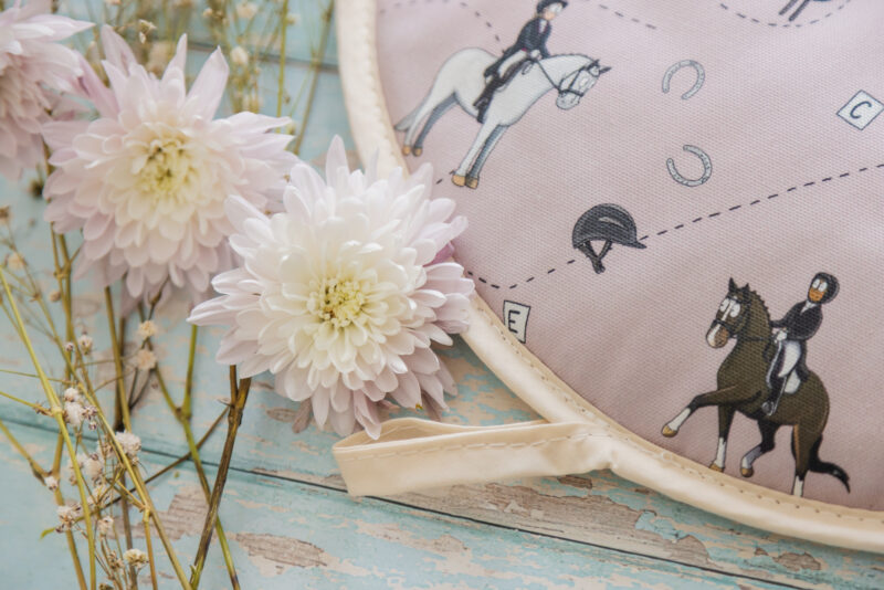 pink dressage horse pattern hob cover for aga top by Emily cole Illustrations