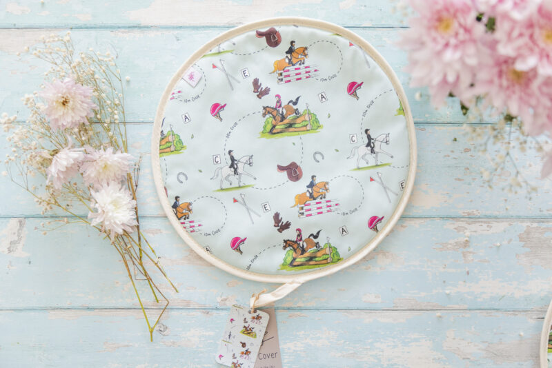 eventing jumping and dressage horse pattern hob cover for aga top by Emily cole Illustrations