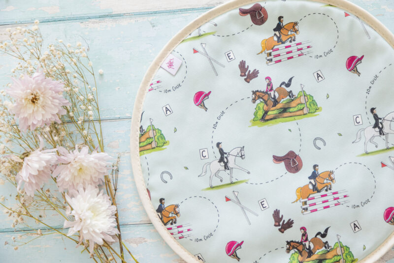 eventing jumping and dressage horse pattern hob cover for aga top by Emily cole Illustrations