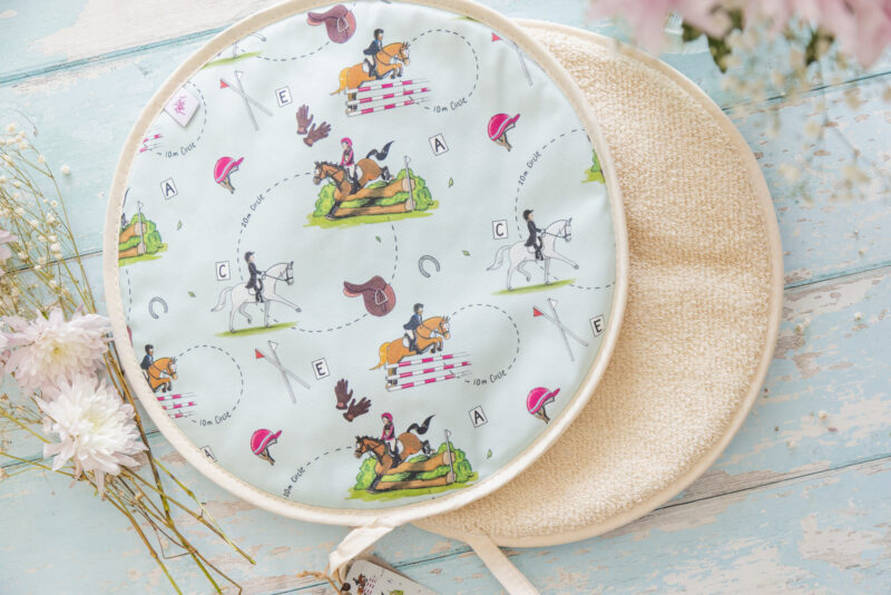 eventing jumping and dressage horse pattern hob cover for aga top by Emily cole Illustrations