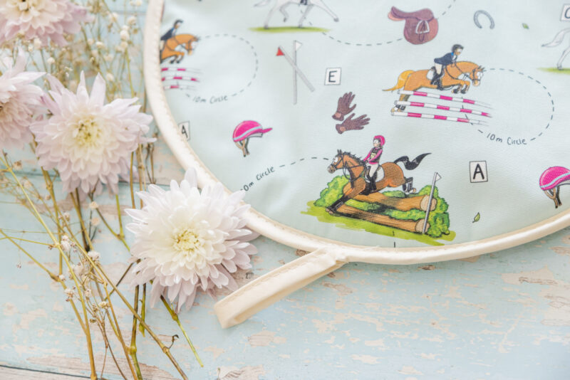 eventing jumping and dressage horse pattern hob cover for aga top by Emily cole Illustrations