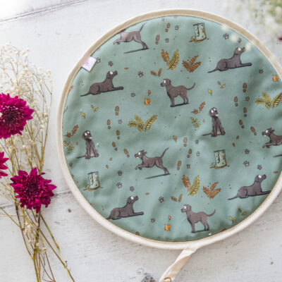 black labrador pattern hob cover for aga top by Emily cole Illustrations