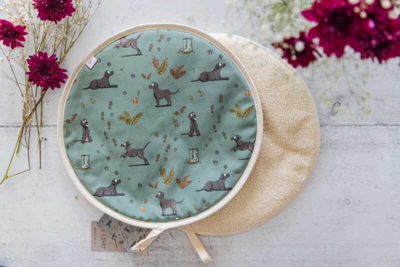 black labrador pattern hob cover for aga top by Emily cole Illustrations