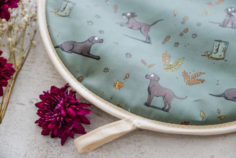 black labrador pattern hob cover for aga top by Emily cole Illustrations