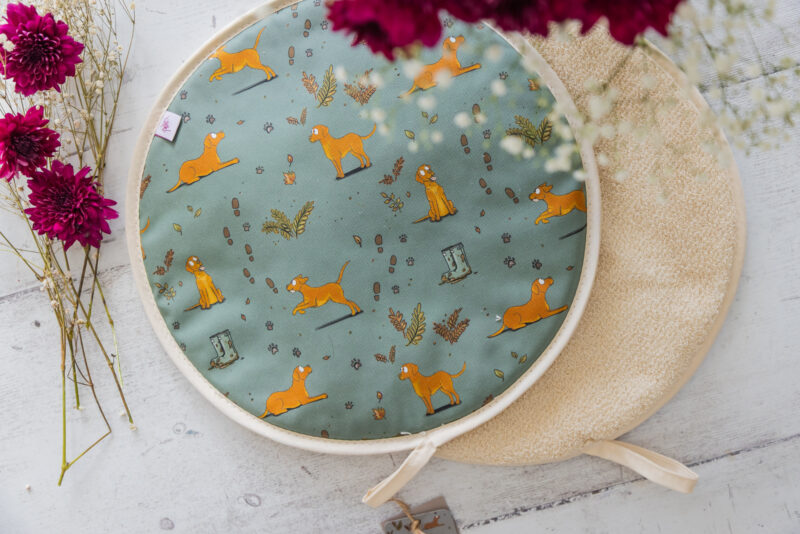 fox red yellow labrador pattern hob cover for aga top by Emily cole Illustrations
